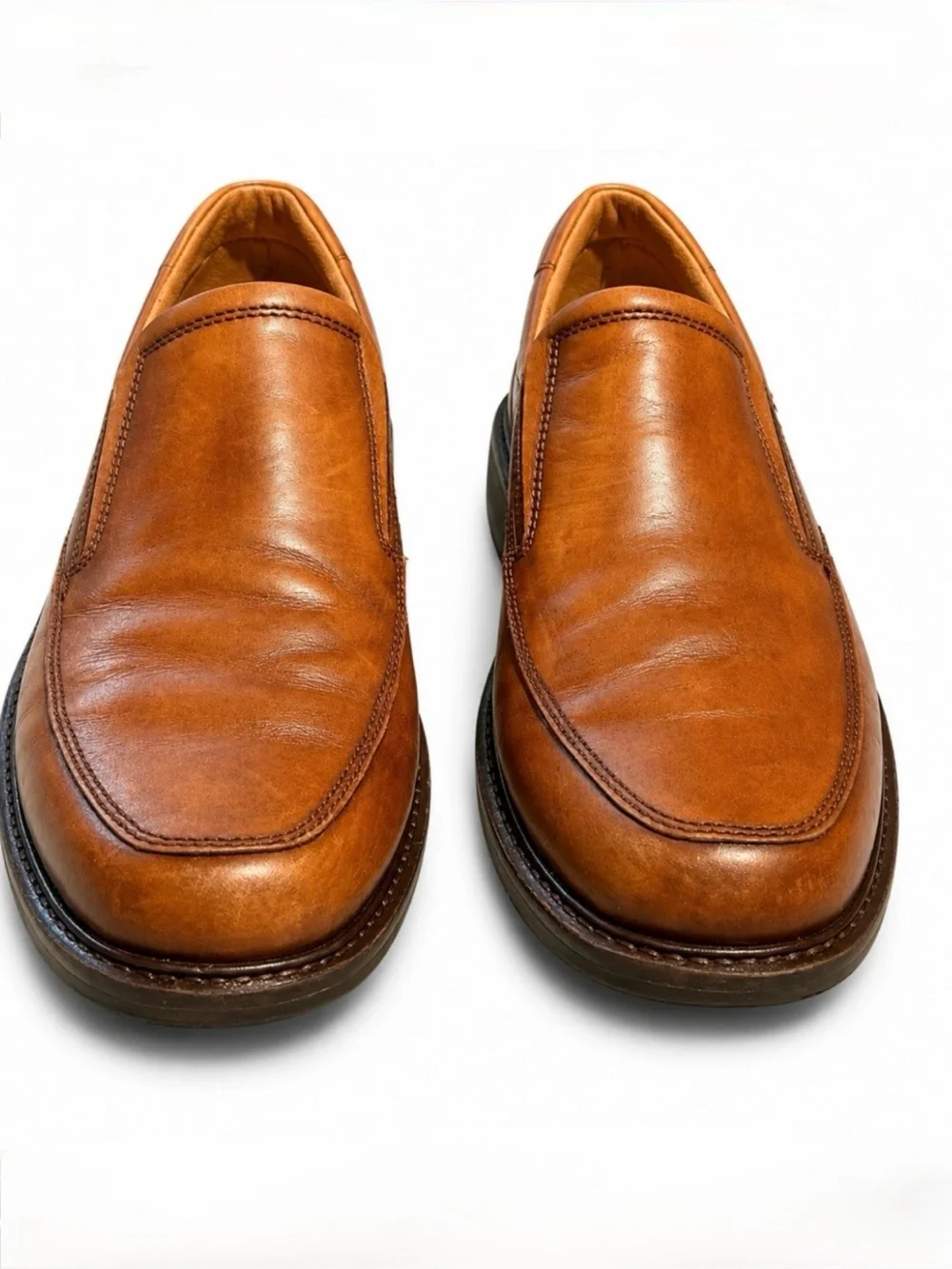 💥ECCO Helsinki Apron Toe Leather Slip On Comfort Loafers Cognac Men’s 9💛